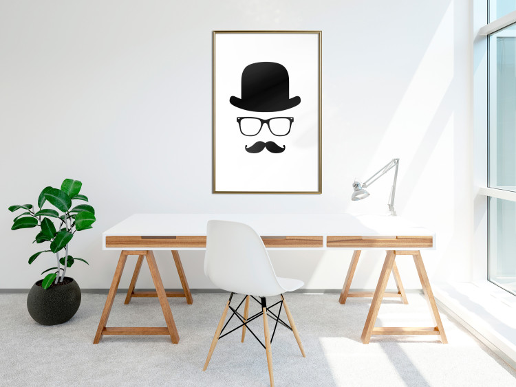 Wall Poster Retro mustache - black and white composition with a bearded man in a hat 115074 additionalImage 15