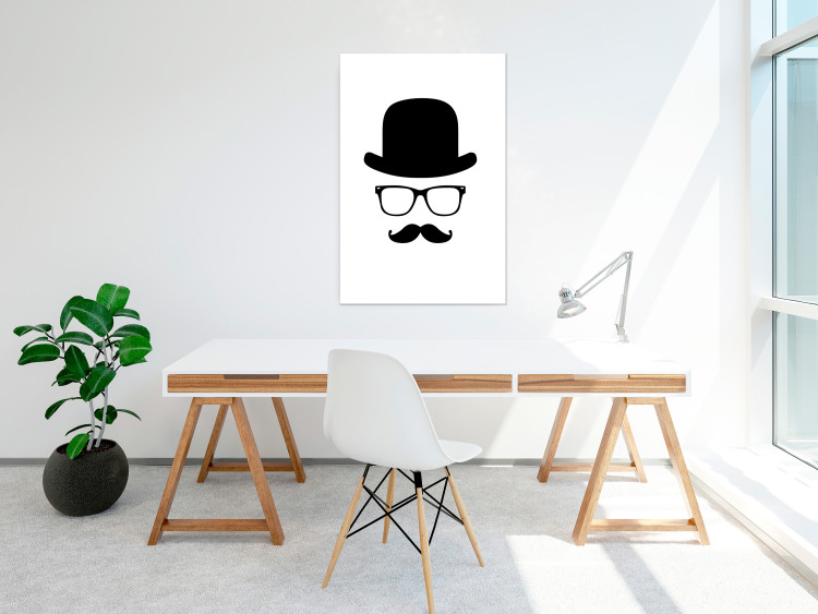 Wall Poster Retro mustache - black and white composition with a bearded man in a hat 115074 additionalImage 5