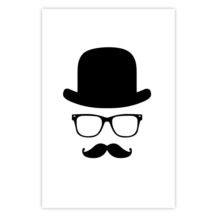Wall Poster Retro mustache - black and white composition with a bearded man in a hat 115074 additionalImage 19