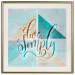 Poster Live simply (square) - English text on a background with triangles and wood 116374 additionalThumb 21