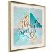 Poster Live simply (square) - English text on a background with triangles and wood 116374 additionalThumb 2