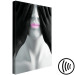 Canvas Print Pink Lips - Black and white portrait of the blindfolded figure 116974 additionalThumb 6