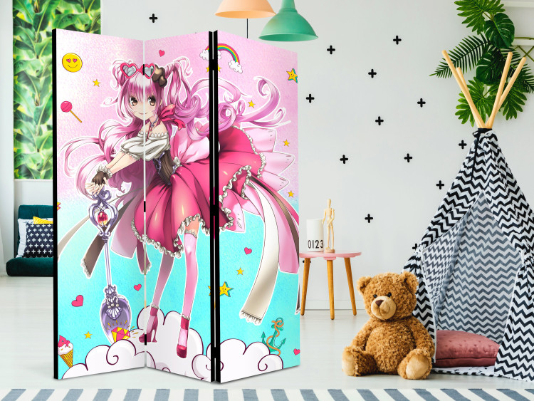 Room Divider Witch Miko - fantasy pink anime character on a colorful background 117374 additionalImage 4