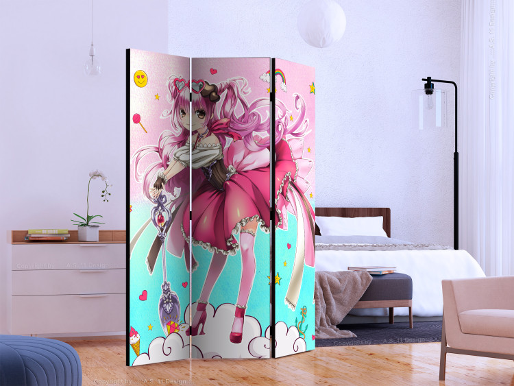 Room Divider Witch Miko - fantasy pink anime character on a colorful background 117374 additionalImage 2