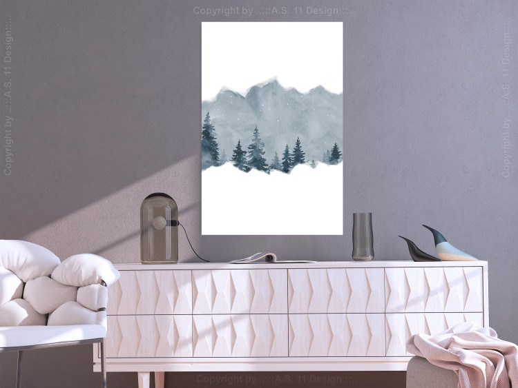 Poster Slice of Siberia - winter landscape of forest trees and misty sky 117774 additionalImage 23