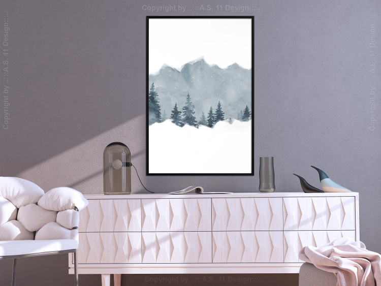 Poster Slice of Siberia - winter landscape of forest trees and misty sky 117774 additionalImage 5