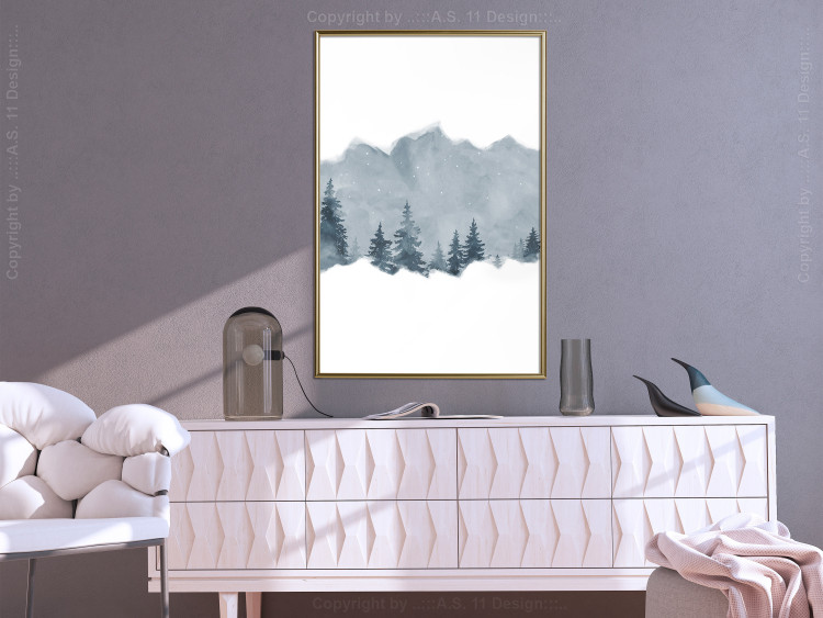 Poster Slice of Siberia - winter landscape of forest trees and misty sky 117774 additionalImage 7