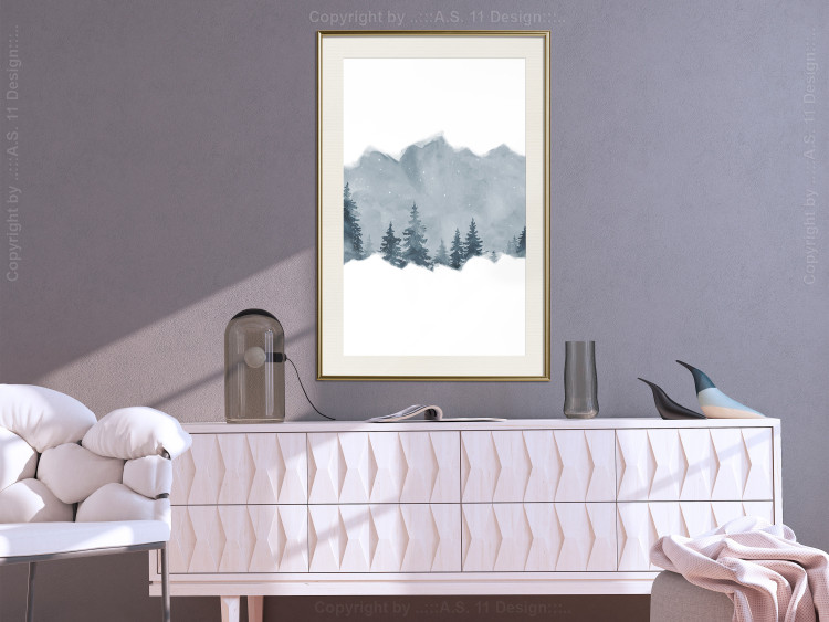 Poster Slice of Siberia - winter landscape of forest trees and misty sky 117774 additionalImage 21