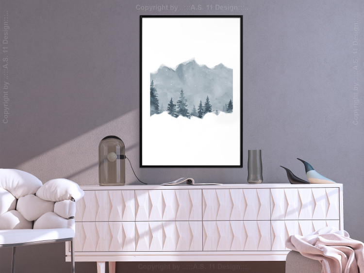Poster Slice of Siberia - winter landscape of forest trees and misty sky 117774 additionalImage 4