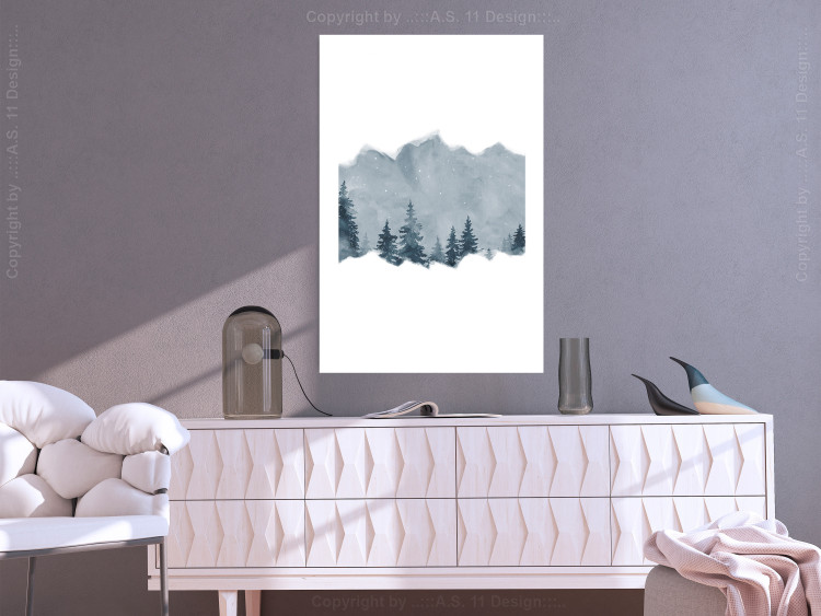 Poster Slice of Siberia - winter landscape of forest trees and misty sky 117774 additionalImage 2
