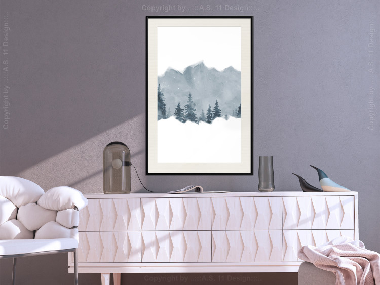 Poster Slice of Siberia - winter landscape of forest trees and misty sky 117774 additionalImage 22