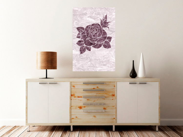 Wall Poster Splinters of Love - pink botanical composition with a rose flower and leaves 118274 additionalImage 23