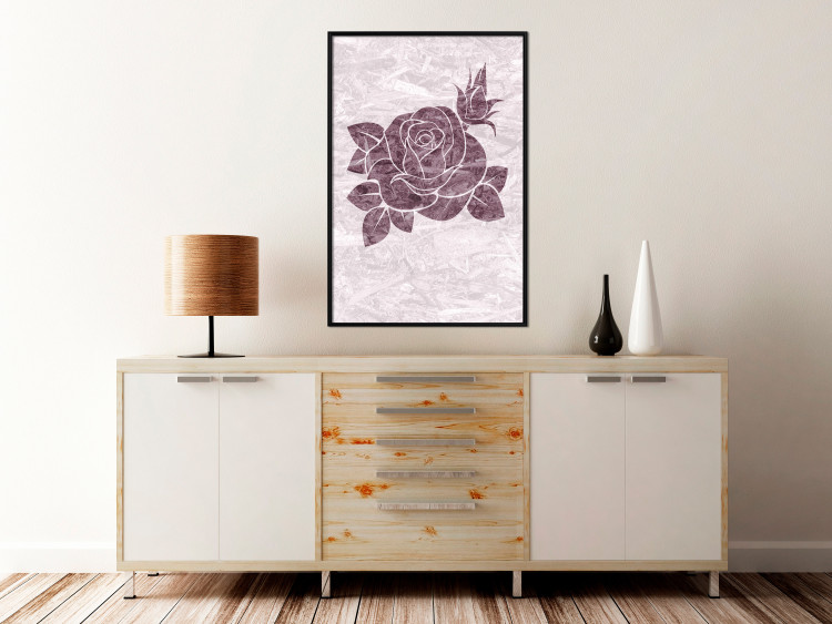 Wall Poster Splinters of Love - pink botanical composition with a rose flower and leaves 118274 additionalImage 5