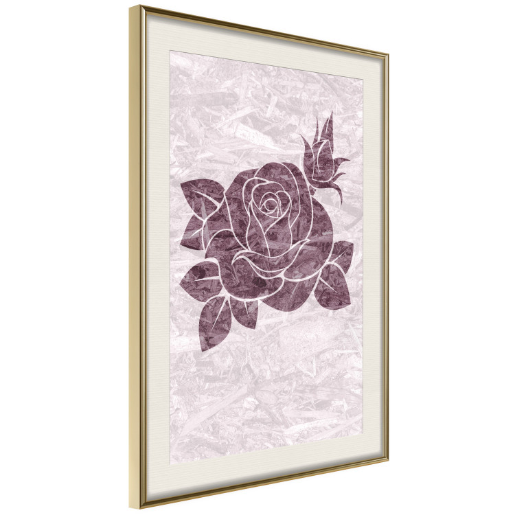 Wall Poster Splinters of Love - pink botanical composition with a rose flower and leaves 118274 additionalImage 2
