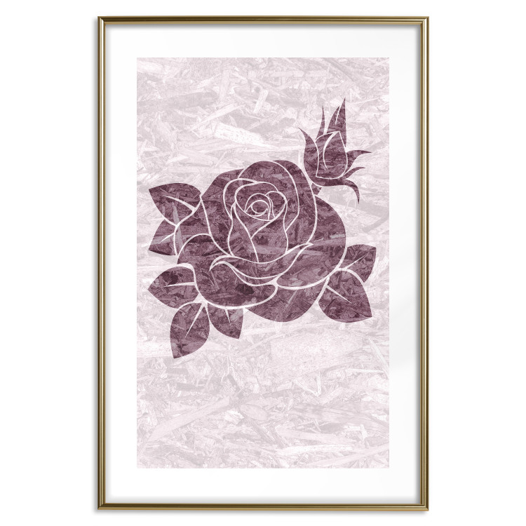 Wall Poster Splinters of Love - pink botanical composition with a rose flower and leaves 118274 additionalImage 16