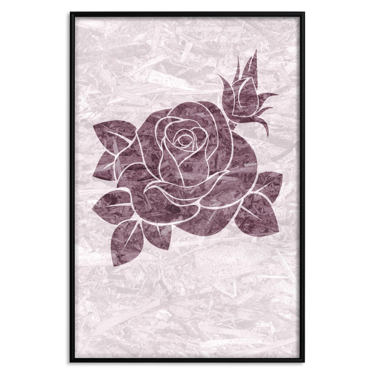 Wall Poster Splinters of Love - pink botanical composition with a rose flower and leaves 118274 additionalImage 18