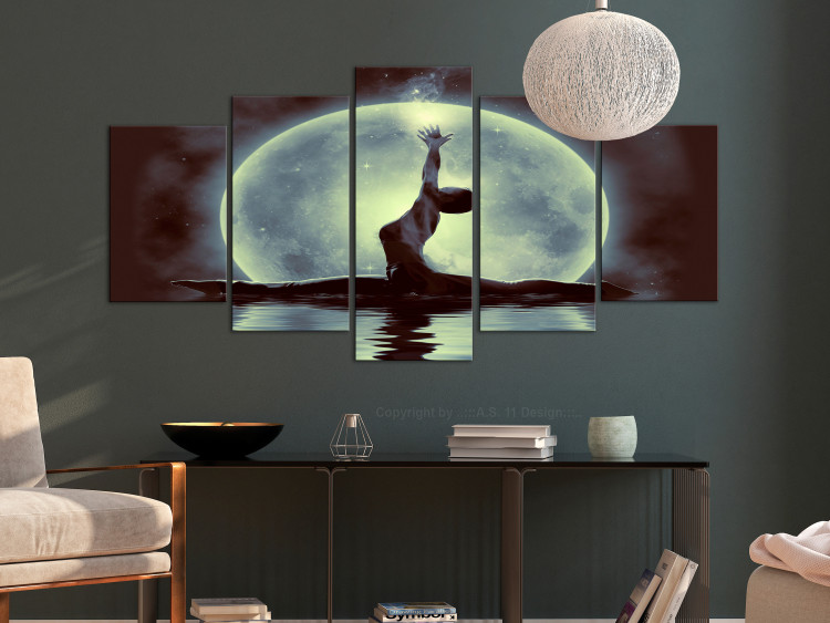 Canvas Art Print Lunar dance - a ballerina against the background of moon 122774 additionalImage 3