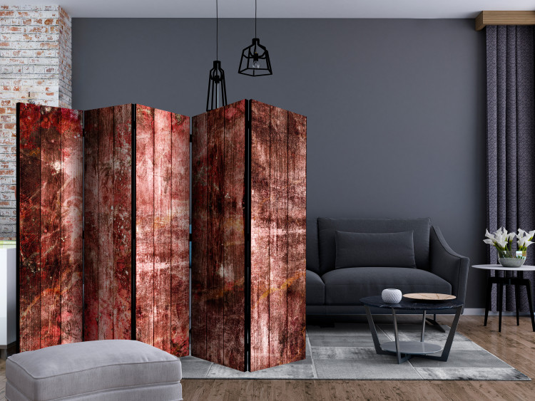 Room Divider Screen Purple Wood II - texture of wooden planks in a reddish shade 122974 additionalImage 4
