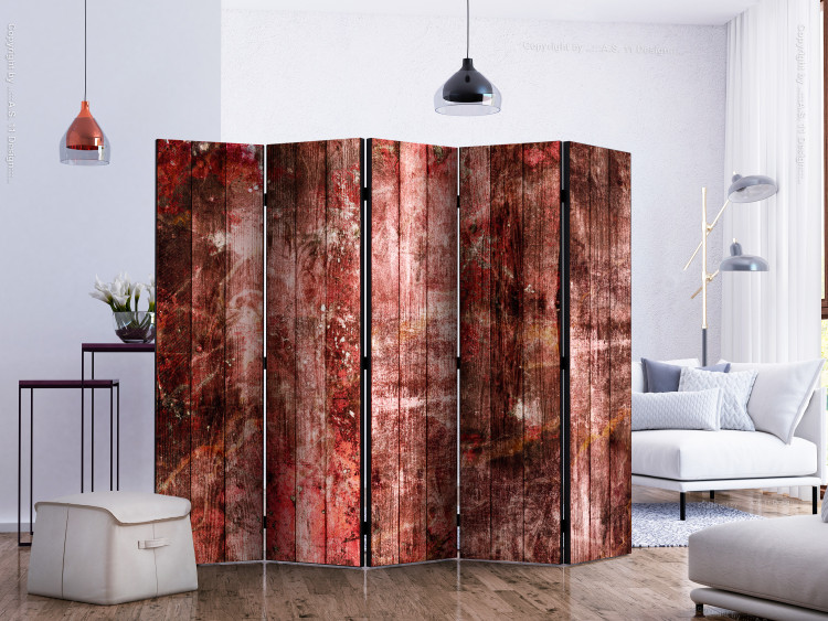Room Divider Screen Purple Wood II - texture of wooden planks in a reddish shade 122974 additionalImage 2