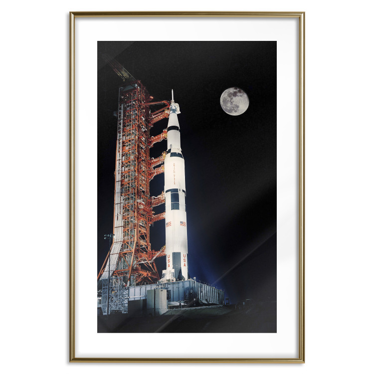 Wall Poster Destination - illuminated rocket in a docking station against the moon backdrop 123174 additionalImage 16