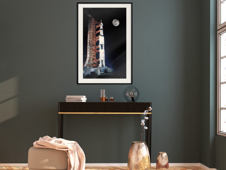 Wall Poster Destination - illuminated rocket in a docking station against the moon backdrop 123174 additionalImage 22