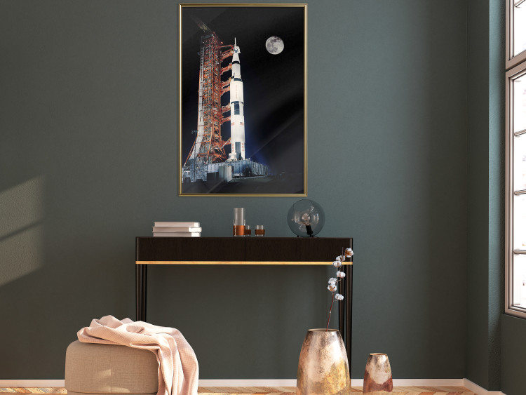 Wall Poster Destination - illuminated rocket in a docking station against the moon backdrop 123174 additionalImage 7