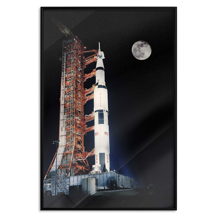 Wall Poster Destination - illuminated rocket in a docking station against the moon backdrop 123174 additionalImage 24