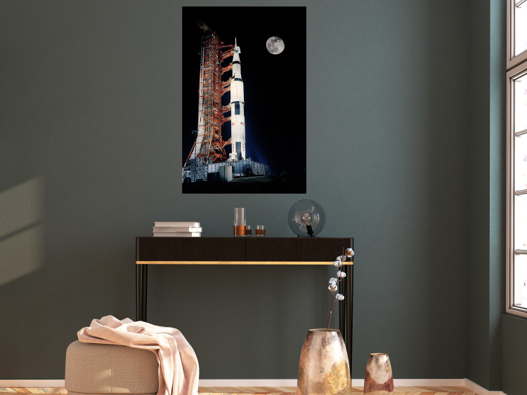 Wall Poster Destination - illuminated rocket in a docking station against the moon backdrop 123174 additionalImage 17