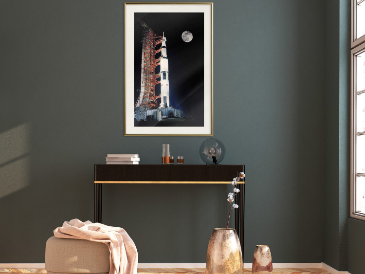 Wall Poster Destination - illuminated rocket in a docking station against the moon backdrop 123174 additionalImage 21