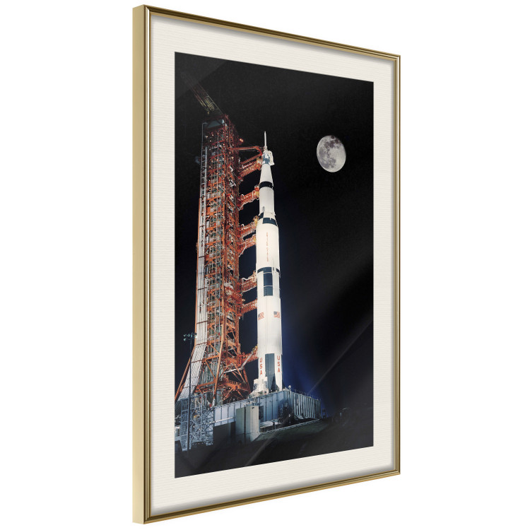Wall Poster Destination - illuminated rocket in a docking station against the moon backdrop 123174 additionalImage 2