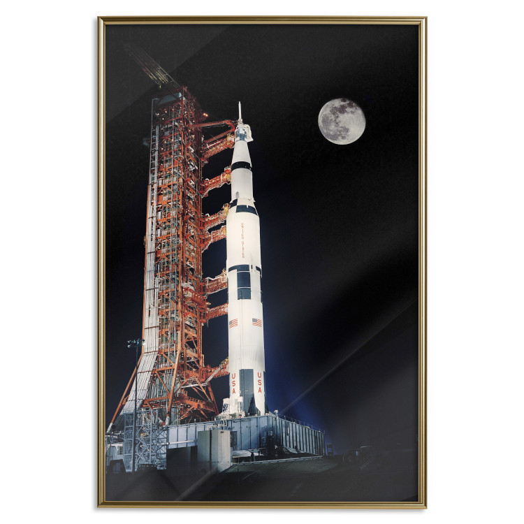 Wall Poster Destination - illuminated rocket in a docking station against the moon backdrop 123174 additionalImage 16