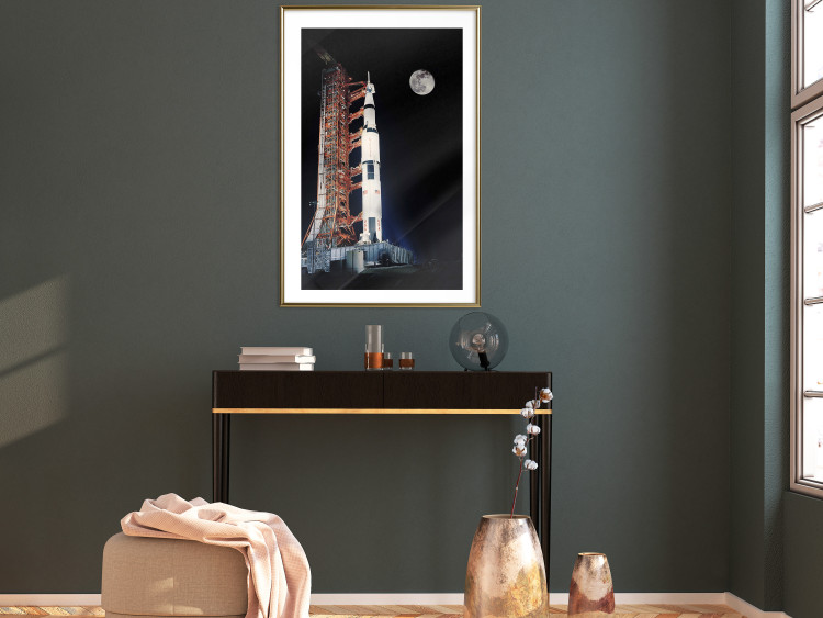 Wall Poster Destination - illuminated rocket in a docking station against the moon backdrop 123174 additionalImage 13