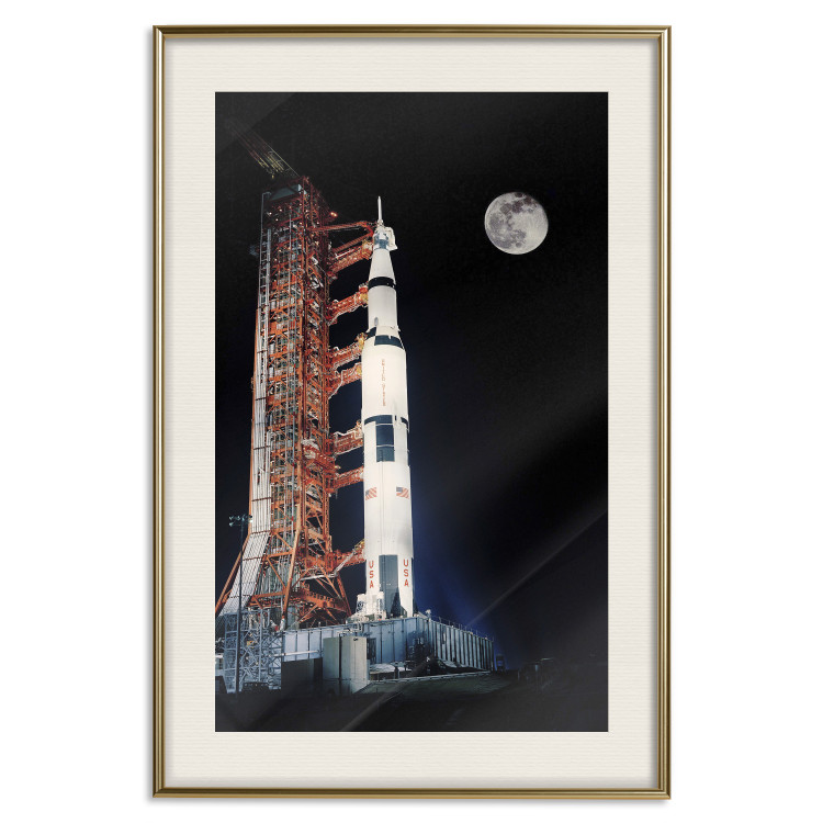 Wall Poster Destination - illuminated rocket in a docking station against the moon backdrop 123174 additionalImage 19