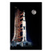 Wall Poster Destination - illuminated rocket in a docking station against the moon backdrop 123174