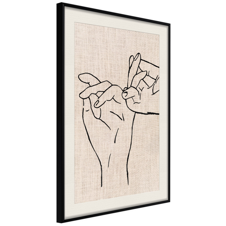 Poster Always Together - abstract line art of hands on light fabric texture 123774 additionalImage 13
