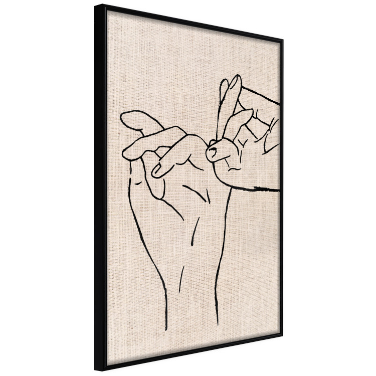 Poster Always Together - abstract line art of hands on light fabric texture 123774 additionalImage 6