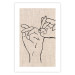 Poster Always Together - abstract line art of hands on light fabric texture 123774 additionalThumb 25