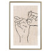 Poster Always Together - abstract line art of hands on light fabric texture 123774 additionalThumb 16