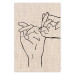Poster Always Together - abstract line art of hands on light fabric texture 123774