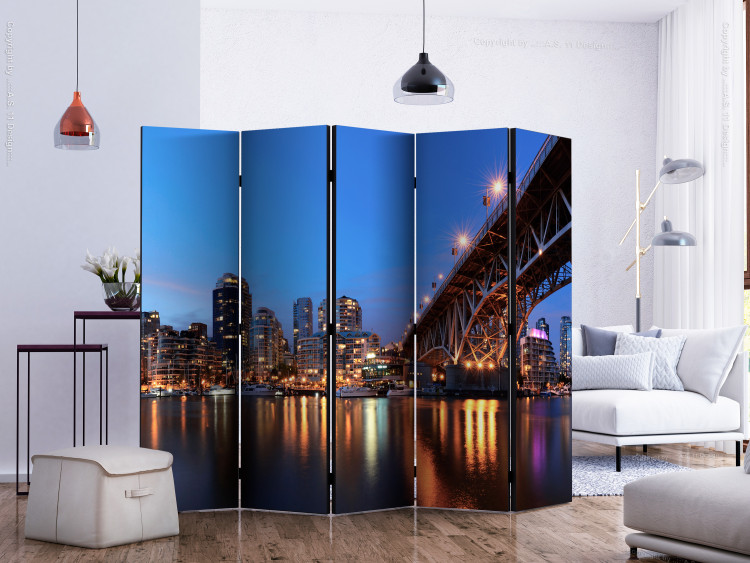 Room Separator City Lights II (5-piece) - bridge and skyscrapers against the night sky 124174 additionalImage 2