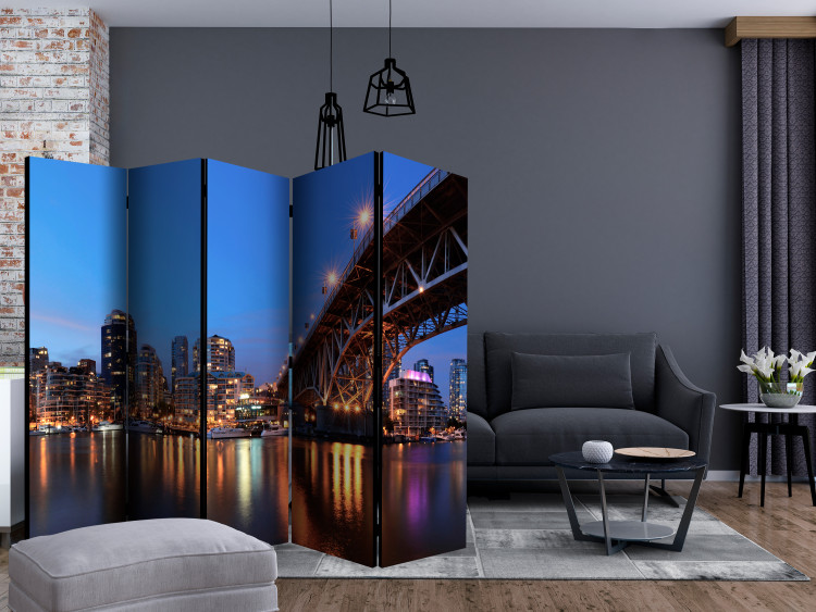 Room Separator City Lights II (5-piece) - bridge and skyscrapers against the night sky 124174 additionalImage 4
