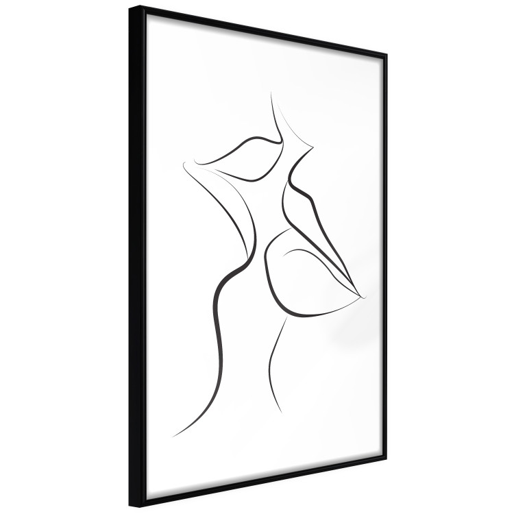 Wall Poster First Kiss - black and white line art of lips in an abstract form 125274 additionalImage 2