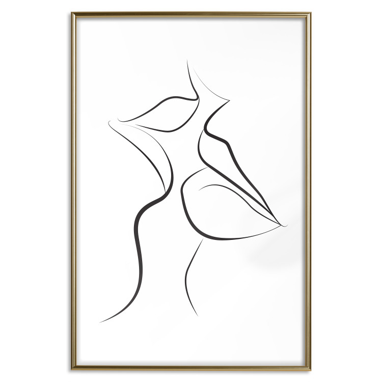 Wall Poster First Kiss - black and white line art of lips in an abstract form 125274 additionalImage 20