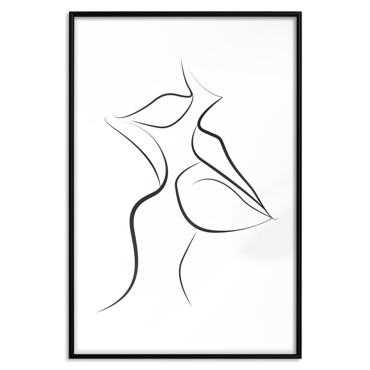 Wall Poster First Kiss - black and white line art of lips in an abstract form 125274 additionalImage 18