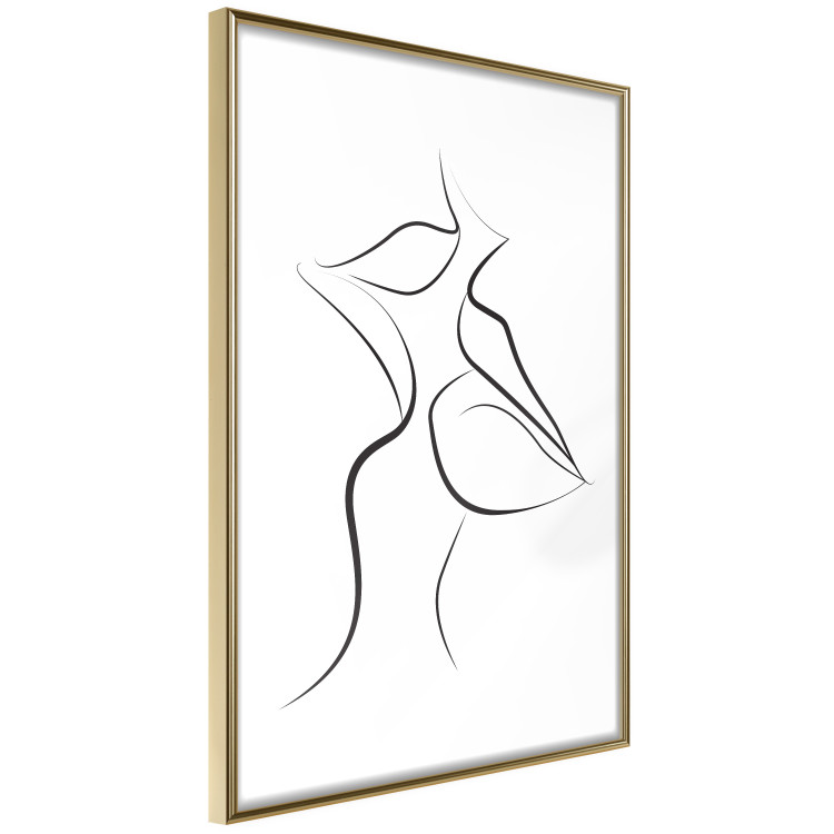 Wall Poster First Kiss - black and white line art of lips in an abstract form 125274 additionalImage 13