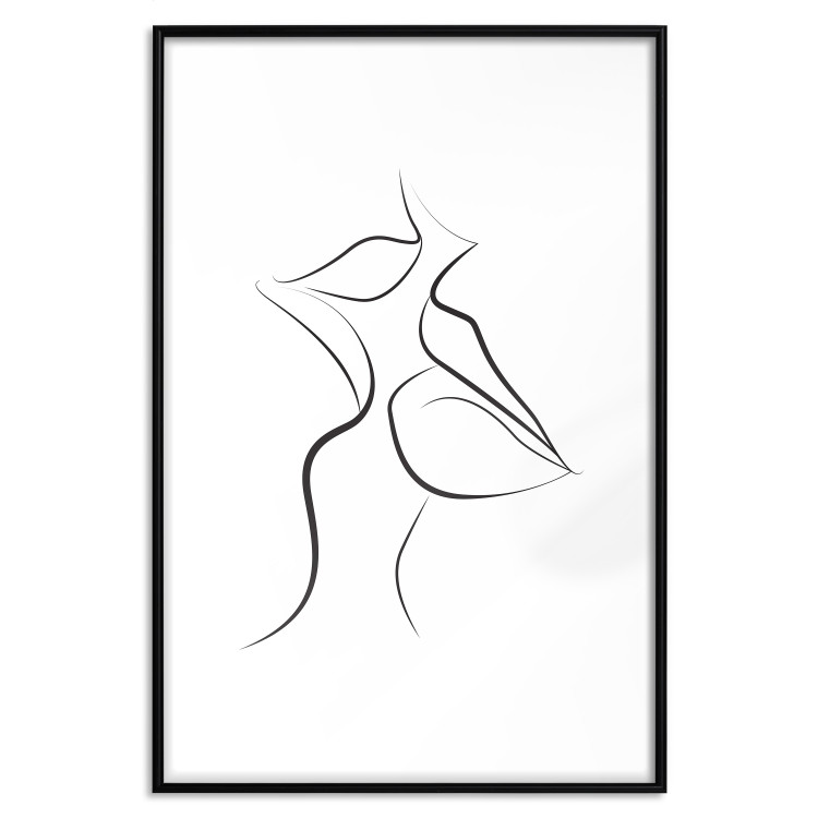 Wall Poster First Kiss - black and white line art of lips in an abstract form 125274 additionalImage 17