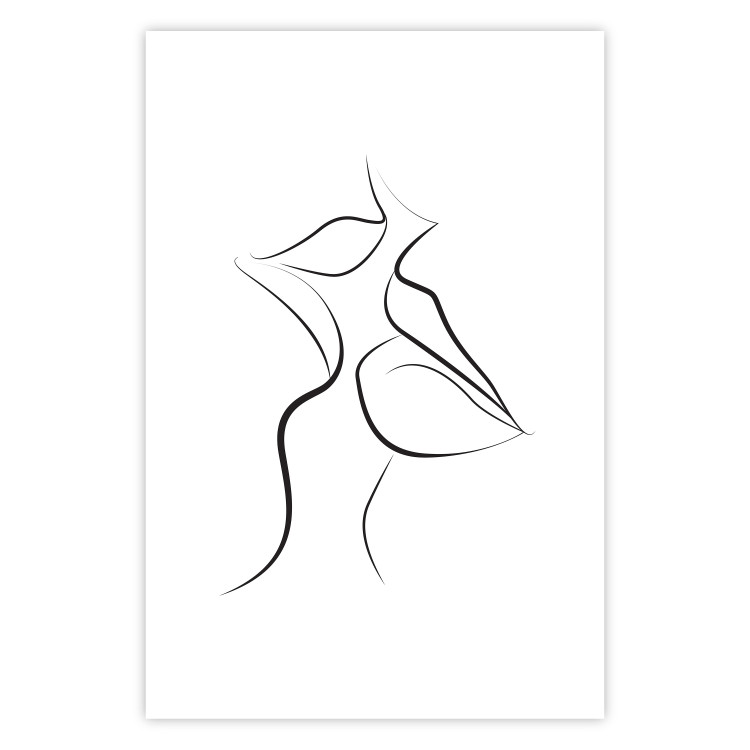 Wall Poster First Kiss - black and white line art of lips in an abstract form 125274 additionalImage 25