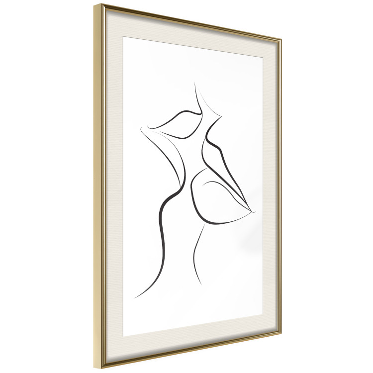 Wall Poster First Kiss - black and white line art of lips in an abstract form 125274 additionalImage 8
