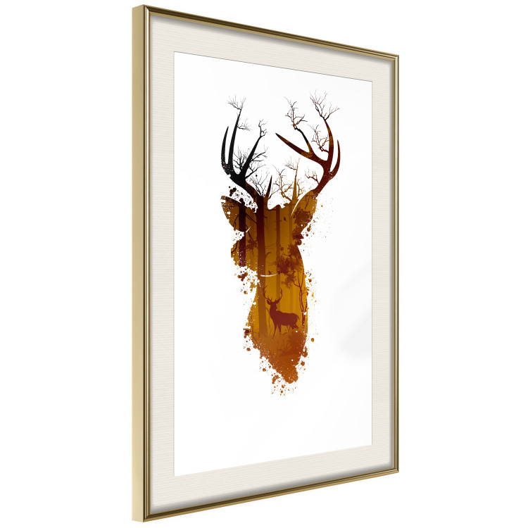 Poster Deer in the Morning - abstract forest landscape in the template of a deer head 126674 additionalImage 3