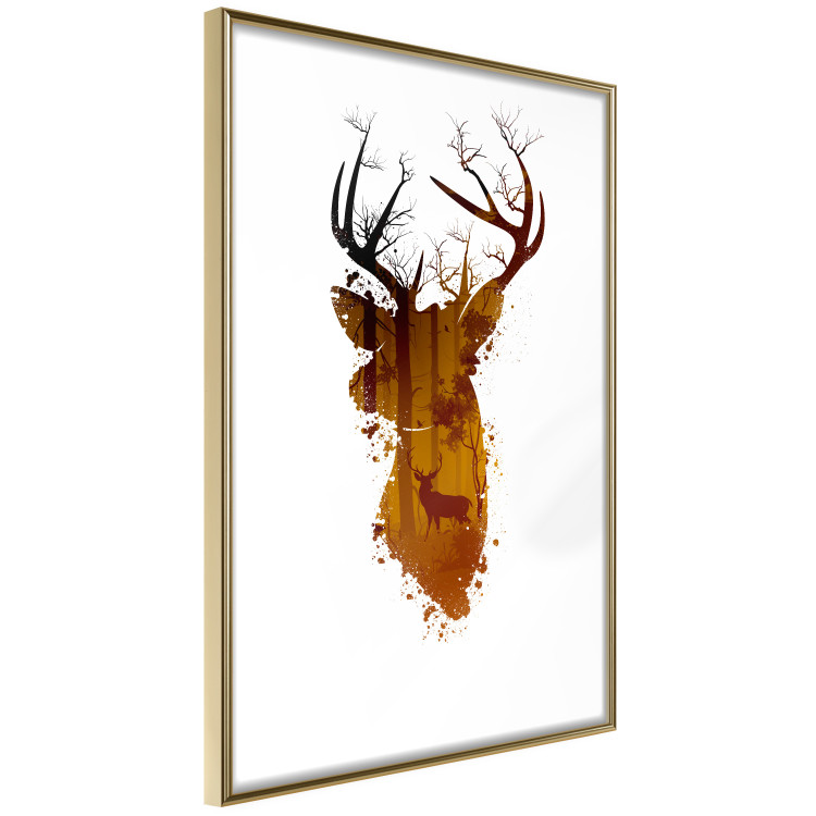 Poster Deer in the Morning - abstract forest landscape in the template of a deer head 126674 additionalImage 12